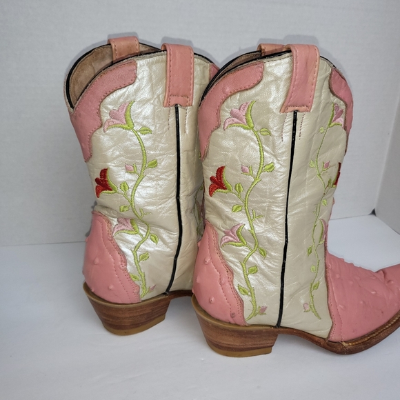Alacran De Durango Children's Pink Girl Ostrich Skin Boots Size 13 Matching Belt - Picture 6 of 10